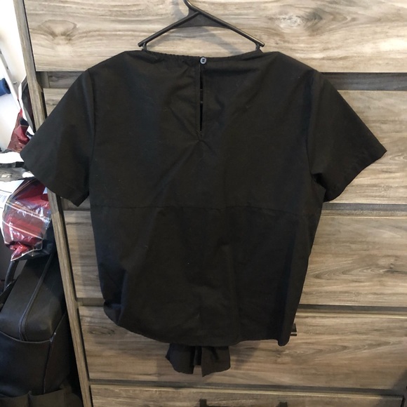 Bluegrass Ciel Black Embroidered Tie Front Top M - Picture 3 of 3